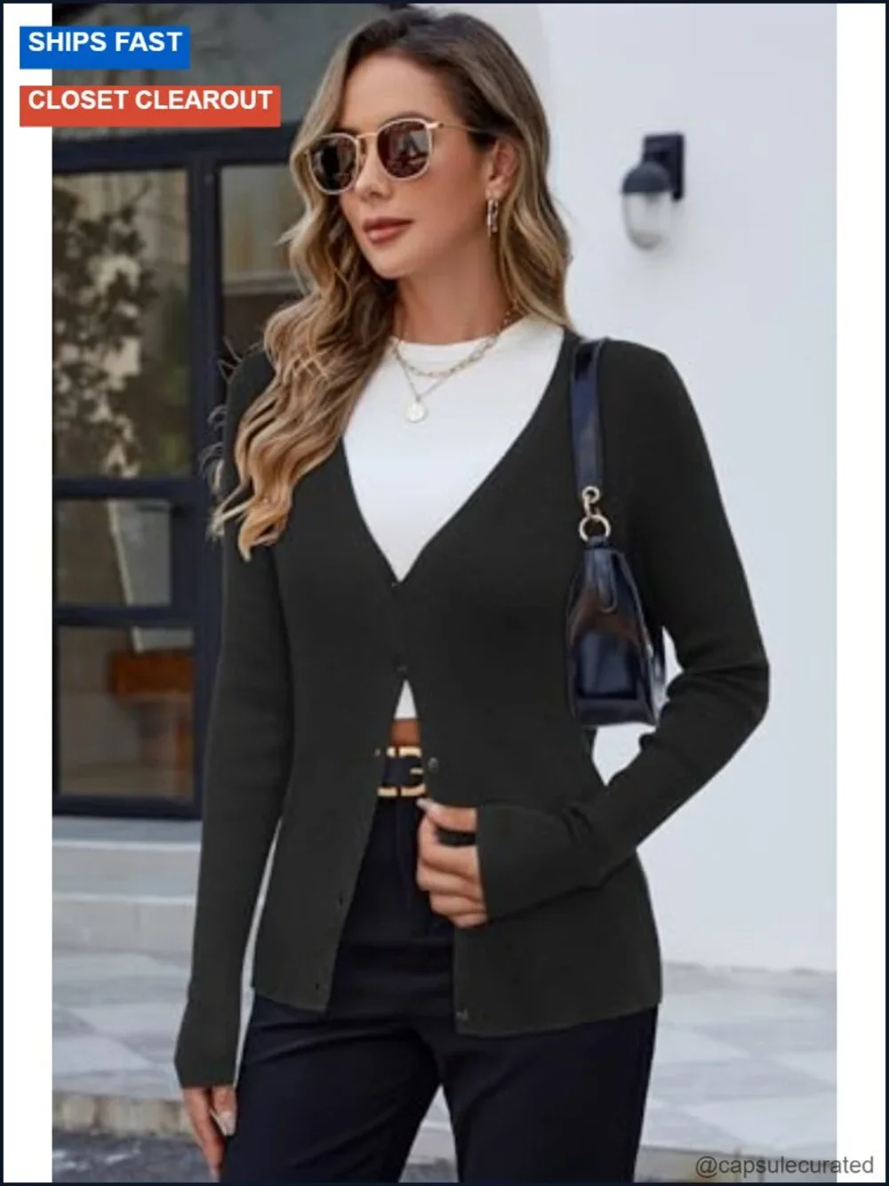 Wool Blended Ribbed Cardigan Lightweight Long Sleeve Button Down Knit Top